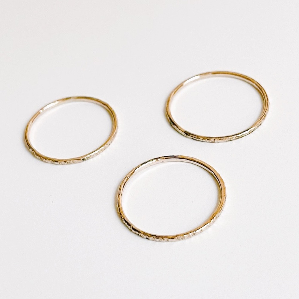 Set of x3 14k Gold-Filled Textured Stacking Rings